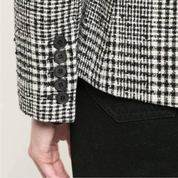 Veronica Beard Rhett Dickey Blazer In Black/Cream Plaid - Picture 3 of 15